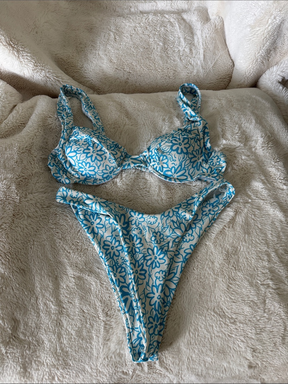 Blue Floral Underwire Bikini Set - Women Swim Bikini